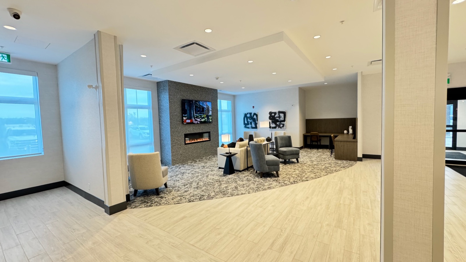Completed hotel lobby, Prescott, Ontario